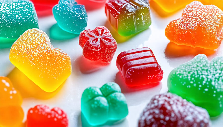 Colorful THC gummies used for medical cannabis consumption